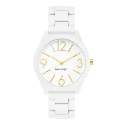 Nine West Women's White Rubberized Link Watch