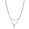 Nine West Silver Tone Double Row Heart Charm Necklace -Deals My Glow Wardrobe Store 5893010