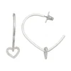 Nine West Silver Tone Heart Drop Hoop Earrings -Deals My Glow Wardrobe Store 5893017