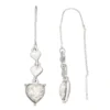 Nine West Silver Tone Triple Heart Threader Earrings