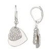 Nine West Silver Tone Pave Heart Leverback Earrings -Deals My Glow Wardrobe Store 5893019