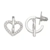 Nine West Silver Tone Heart Post Hoop Earrings -Deals My Glow Wardrobe Store 5893020