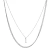 Nine West Silver Tone Layered Chain Bar Pendant Necklace -Deals My Glow Wardrobe Store 5893120