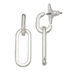 Nine West Silver Tone Drop Off Hoop Earrings