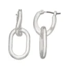 Nine West Silver Tone Chain Link Drop Hoop Earrings -Deals My Glow Wardrobe Store 5893127