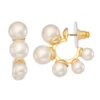Nine West Gold Tone Triple Drop Simulated Pearl Hoop Earrings -Deals My Glow Wardrobe Store 5893203