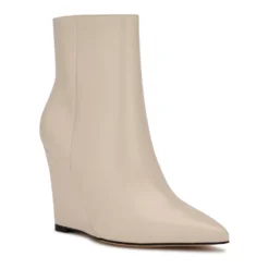 Nine West Paes Women's Leather Wedge Booties -Deals My Glow Wardrobe Store 5904083 Cream Leather