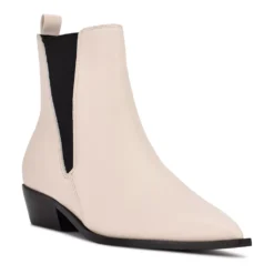 Nine West Danzy Women's Leather Chelsea Boots -Deals My Glow Wardrobe Store 5904521 Cream Black Leather