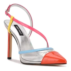 Nine West Timie Women's Strappy Dress Pumps -Deals My Glow Wardrobe Store 5911132 Orange Patent Mutli