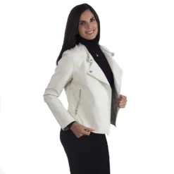 Women's Nine West Faux-Leather Biker Jacket -Deals My Glow Wardrobe Store 5920265 ALT3