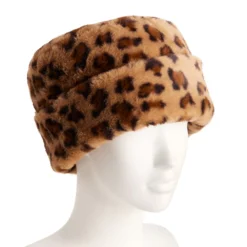 Women's Nine West Leopard Print Faux Fur Cuffed Cloche Hat -Deals My Glow Wardrobe Store 5921331 ALT