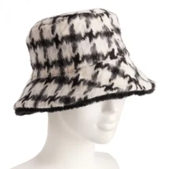Women's Nine West Reversible Houndstooth Faux Fur Bucket Hat -Deals My Glow Wardrobe Store 5921332 ALT