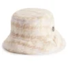 Women's Nine West Reversible Houndstooth Faux Fur Bucket Hat -Deals My Glow Wardrobe Store 5921332 Gray