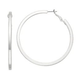 Nine West Silver Tone Flat Hoop Earrings