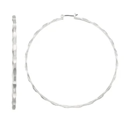 Nine West Silver Tone Textured Hoop Earrings