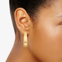 Nine West Gold Tone Crescent Hoop Earrings -Deals My Glow Wardrobe Store 5928750 ALT