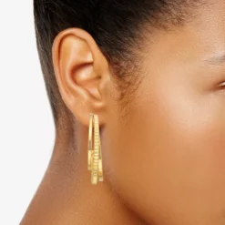 Nine West Gold Tone Triple Orbital Hoop Earrings -Deals My Glow Wardrobe Store 5928753 ALT