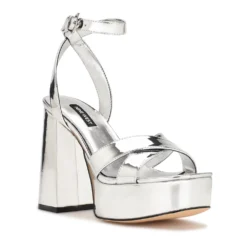 Nine West Joya Women's Platform Dress Sandals -Deals My Glow Wardrobe Store 5970503 Silver Mirror Metallic