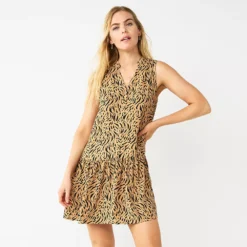 Women's Nine West Button Front Ruffle Hem Dress -Deals My Glow Wardrobe Store 5978836 Zig Zag Zebra