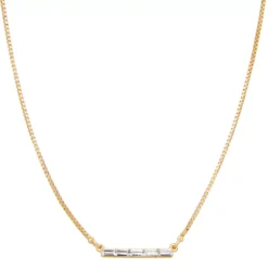 Nine West Gold Tone Crystal Bar Necklace