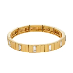 Nine West Gold Tone Crystal Link Stretch Bracelet