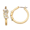 Nine West Gold Tone Crystal Baguette Cluster Hoop Earrings -Deals My Glow Wardrobe Store 6015490