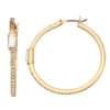 Nine West Gold Tone Crystal Pave & Baguette Hoop Earrings -Deals My Glow Wardrobe Store 6015492