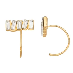 Nine West Gold Tone Crystal Cluster Mini Threader Earrings