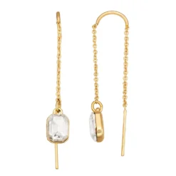 Nine West Gold Tone Crystal Drop Threader Earrings