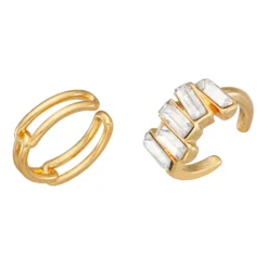 Nine West Gold Tone Crystal Ear Cuffs 2-Piece Set