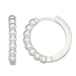 Nine West Silver Tone Ball Textured Huggie Hoop Earrings