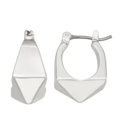 Nine West Silver Tone Geometric Hoop Earrings