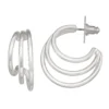 Nine West Silver Tone Three Ring Hoop Earrings