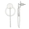 Nine West Silver Tone Doorknocker Chain Stud Earrings