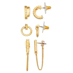 Nine West Gold Tone Earrings 3-Pack Set