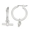 Nine West Silver Tone Bar Hoop Earrings