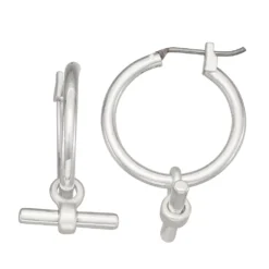 Nine West Silver Tone Bar Hoop Earrings