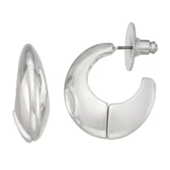 Nine West Silver Tone C Hoop Earrings