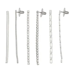 Nine West Silver Tone Linear Drop Earring Set