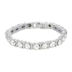 Nine West Silver Tone Simulated Crystal Stretch Bracelet