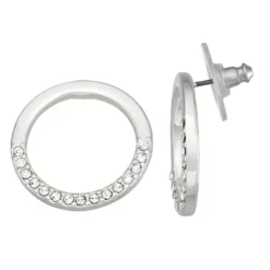 Nine West Silver Tone Button Stud Earrings