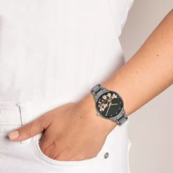 Nine West Women's Flower Dial Two Tone Watch -Deals My Glow Wardrobe Store 6024068 ALT4