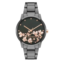 Nine West Women's Flower Dial Two Tone Watch