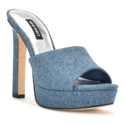 Nine West Wila Women's Platform Sandals -Deals My Glow Wardrobe Store 6037996 Blue Denim