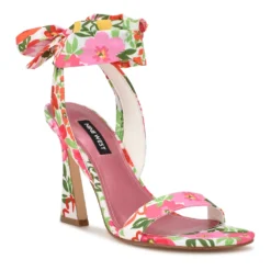 Nine West Kelsie Women's Ankle Wrap Dress Sandals -Deals My Glow Wardrobe Store 6101996 Pink Floral Multi