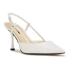 Nine West Peni Pointy Toe Women's Slingback Dress Pumps -Deals My Glow Wardrobe Store 6102003 White Leather