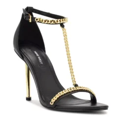 Nine West Ropes Women's Stiletto Dress Sandals -Deals My Glow Wardrobe Store 6102007 Black Gold