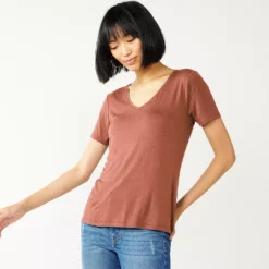 Women's Nine West Essential V-Neck Tee -Deals My Glow Wardrobe Store 6172031 Mocha Frosting
