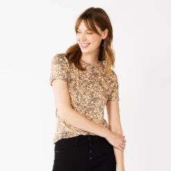 Women's Nine West Essential Crewneck Tee -Deals My Glow Wardrobe Store 6172706 Cheetah