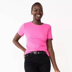 Women's Nine West Essential Crewneck Tee -Deals My Glow Wardrobe Store 6172706 Raspberry Soda Rib